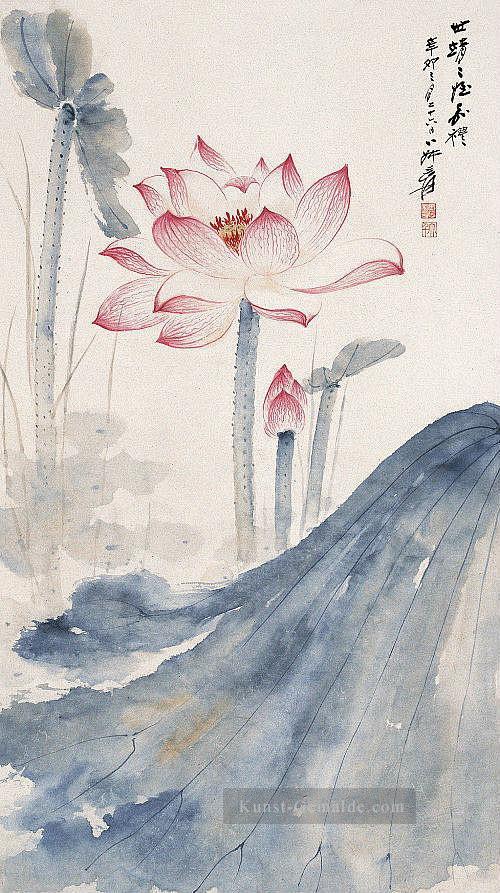 Chang dai chien lotus 2 alte China Tinte Blumendekoration Ölgemälde
